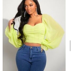 Yellow neon cropped top size M
